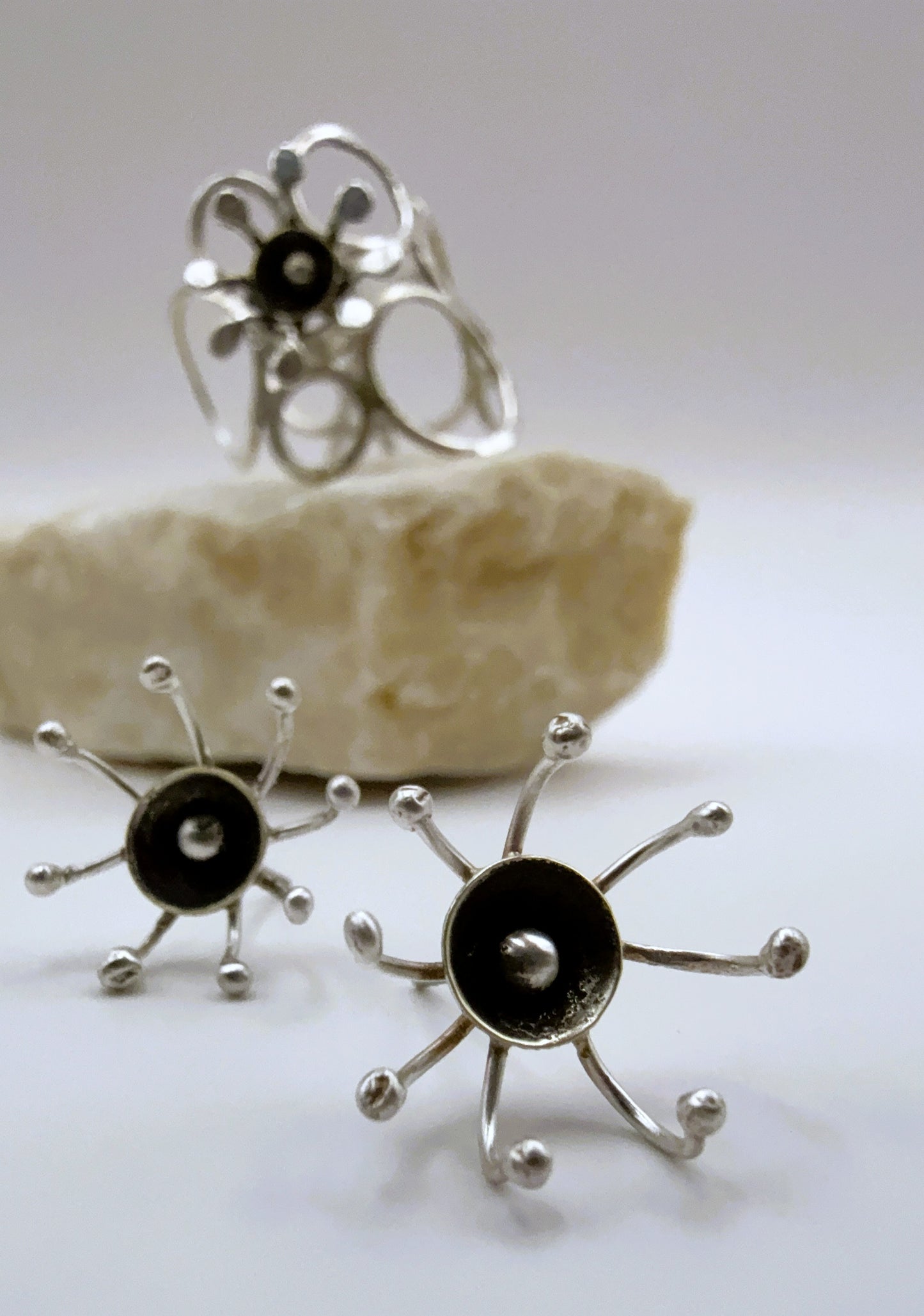 Sterling Silver Dandelion Stud Earrings
